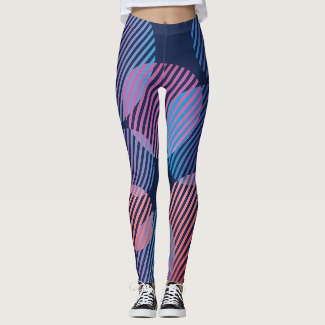 Legging Geometria Tropical: Design violeta e rosa noturno (Frente)