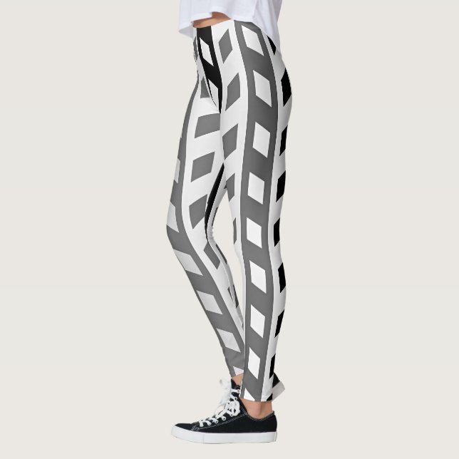 Legging Geometric Design, gray, black, white, (Esquerda)