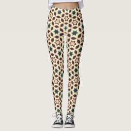 Legging  Geometric pattern with star shapes in brown and t