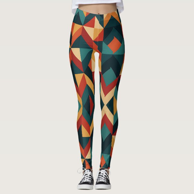 Legging geométrico abstrato (Frente)