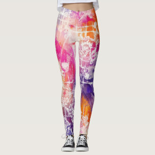 Legging Geométrico Abstrato Ousado - Textura de Pincel Gru