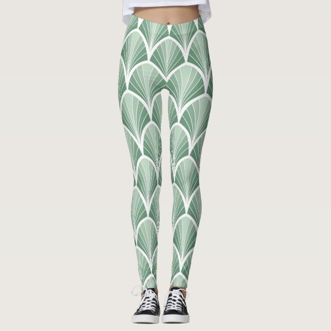 Legging Geométrico Clássico: Estilo sem Costura Art Deco (Frente)