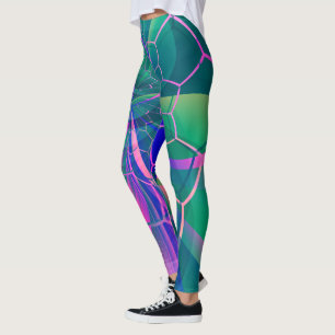Legging Geométrico Colorida na Web do abstrato