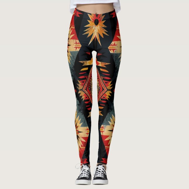 Legging Geométrico com Design inspirado na América Nativa (Frente)