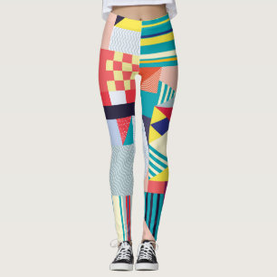 Legging Geométrico Decorativo: Padrão de Abstrato de Vinta