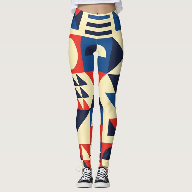 Legging Geométrico do século médio: Padrão Retroativo Funk (Frente)
