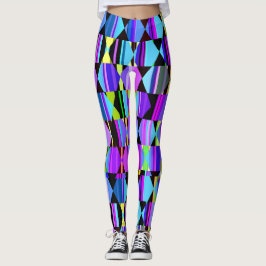 Legging Geométrico Moderno em Púrpura e Azul