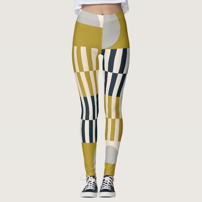 Legging Geométrico moderno, padrão retrô escandinavo (Frente)