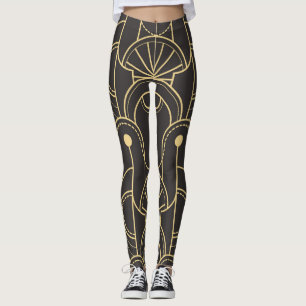Legging Geométrico Moderno: Vintage Linhas Douradas