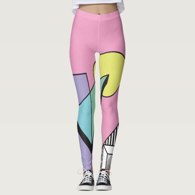 Legging Geométrico Pós-moderno: Composição Abstrato (Frente)