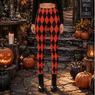Legging Geométrico Preto e Vermelho Diamante Halloween