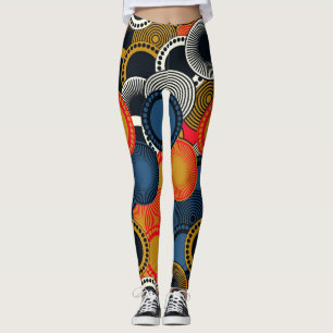 Legging Geométrico Retroativo: Harmonia dos Círculos do Ou