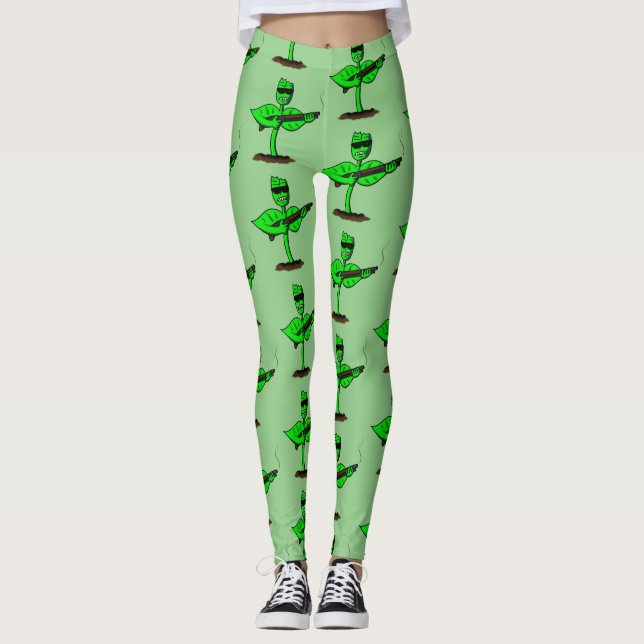 Legging Germinador cyborg planta engraçada desenho animado (Frente)
