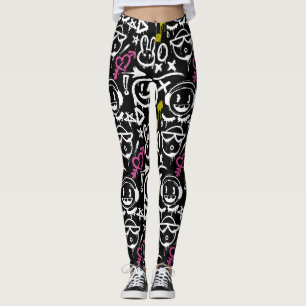 Legging GFT02-Grafite Principalmente Branco.Fundo Preto