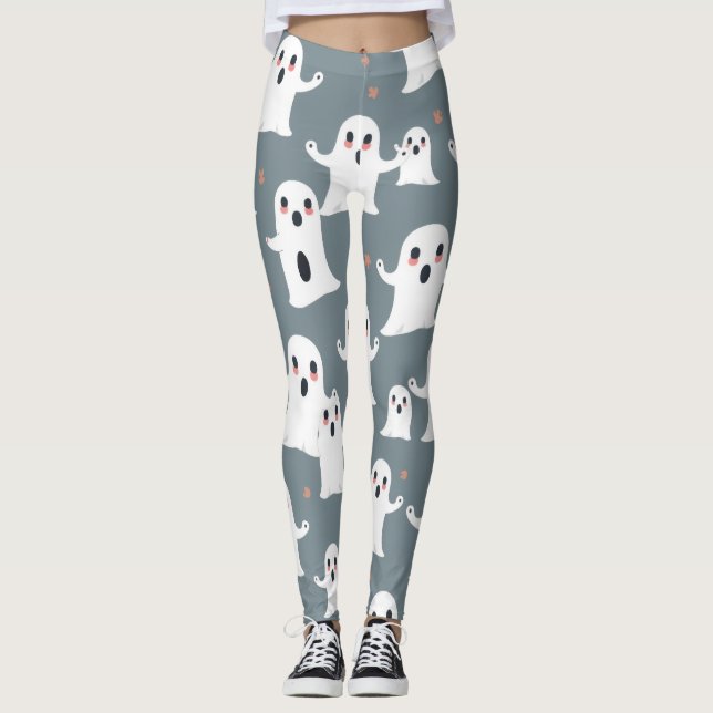 Legging Ghost Pattern Bonito Halloween Spooky Kawaii Desig (Frente)