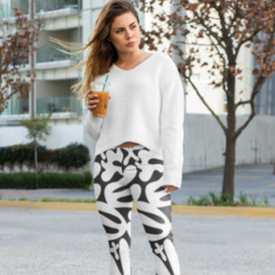 Legging ginástica na moda preto e branco