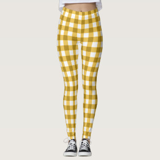 Legging Gingham Amarelo E Branco Verificado