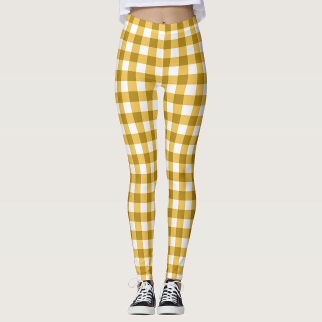Legging Gingham Amarelo E Branco Verificado (Frente)