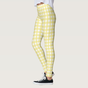 Legging Gingham amarelo pálido e branco