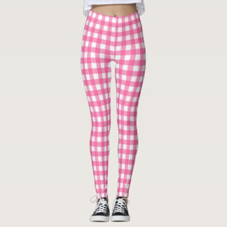 Legging Gingham Branco e Rosa Brilhante