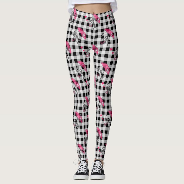 Legging Gingham Preto E Branco (Frente)