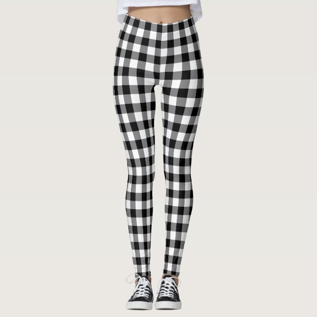 Legging Gingham Preto E Branco (Frente)