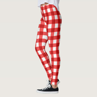 Legging Gingham Vermelho E Padrão Verificado