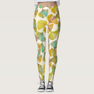 Legging Gingko Leaves: Abstrato de Arte Floral
