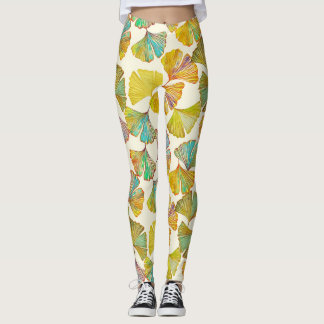 Legging Gingko Leaves: Abstrato de Arte Floral