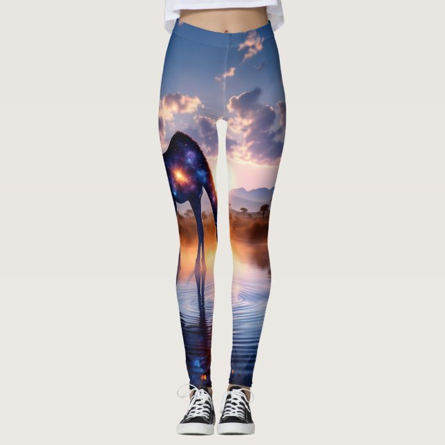 Legging Girafa Cósmica - Luzes das Pernas Sunitas Africana (Frente)