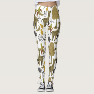Legging Girafa padrão sem costura branco alto