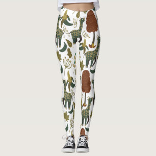 Legging Girafa sem costura padrão floral colorido