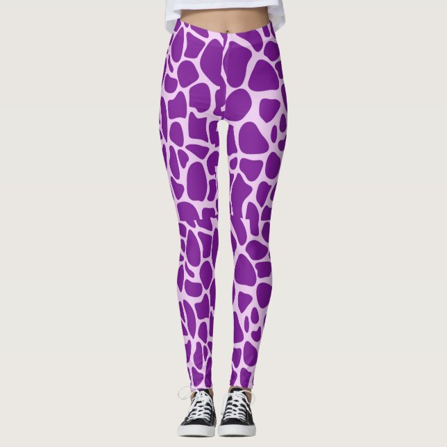 Legging Girafa Textura Púrpura Da Pele (Frente)