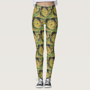 Legging Girassóis de Van Gogh - Arte Floral Amarelo Brilha