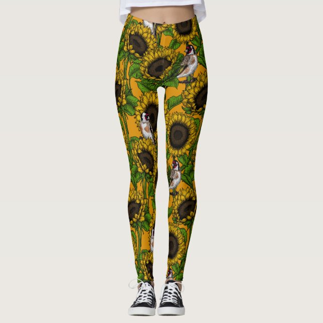 Legging Girassóis e cotovelos de laranja (Frente)