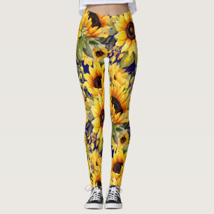Legging Girassóis em Aquarela Estilo Van Gogh
