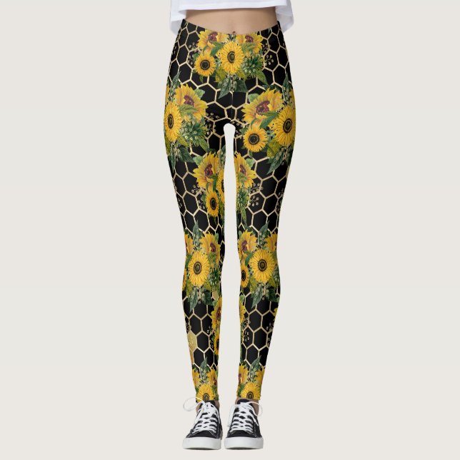 Legging Girassóis Vêm Naturalmente Para A Luz (Frente)