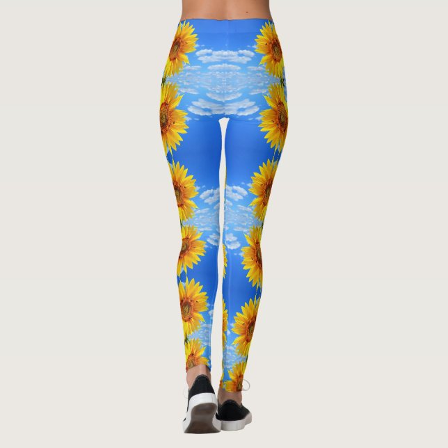 Legging Girassol Amarelo e Abelhas no Céu Azul - Verão (Verso)