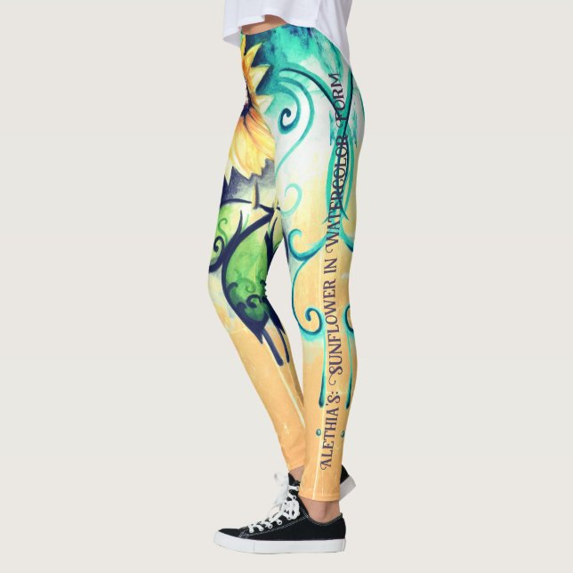 Legging Girassol de Alethia em forma de aquarela filtrado (Esquerda)