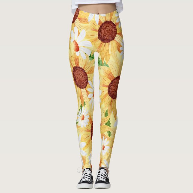 Legging Girassol e Daisy Watercolor  (Frente)