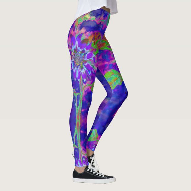 Legging Girassol roxo de abstrato elegante (Direita)