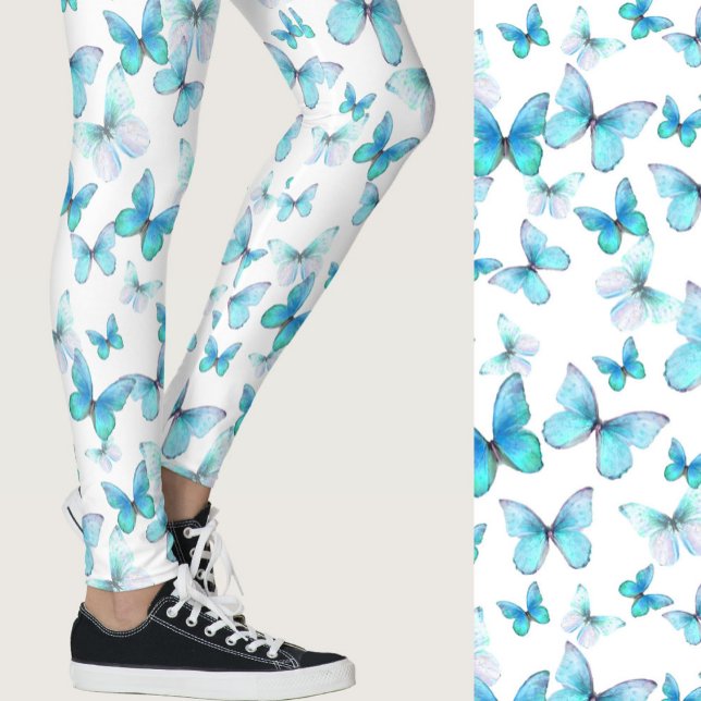 Legging Girly light blue butterfly whimsical patterned (Criador carregado)