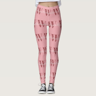 Legging Girly Monograma e Nome cor-de-rosa vermelho