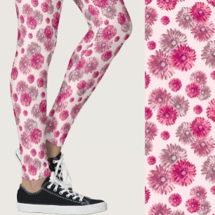Legging Girly padrão floral de gerbera margarida rosa