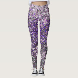 Legging Girly Purple Silver Glitter Sequin Confetti