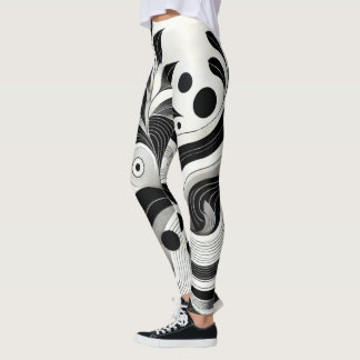 Legging Giro branco e Abstrato preto