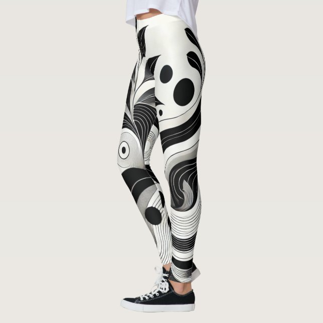 Legging Giro branco e Abstrato preto (Esquerda)