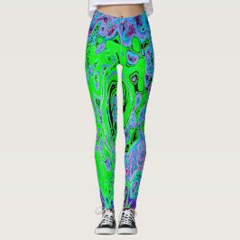 Legging Giro do Abstrato retrógrado do verde limão do 