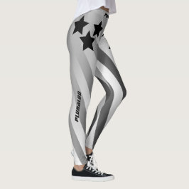 Legging Giro-gradiente de cinza branca-negra, com monogram