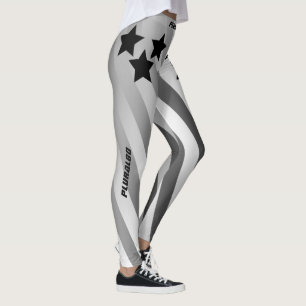 Legging Giro-gradiente de cinza branca-negra, com monogram